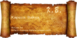 Kapsza Baksa névjegykártya